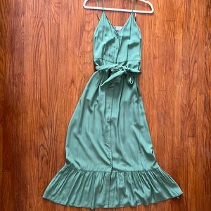 Paris Atelier & Other Stories, Button-Up Midi Dress with Sash in Sage Size 6